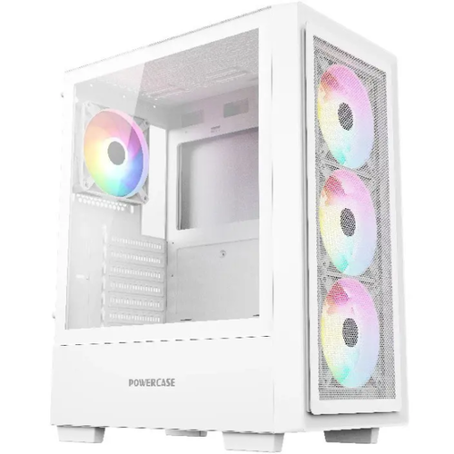 Powercase Mistral AY4W ARGB, Tempered Glass, 4x 120mm ARGB Fans, белый, ATX (CMAYW-A4)