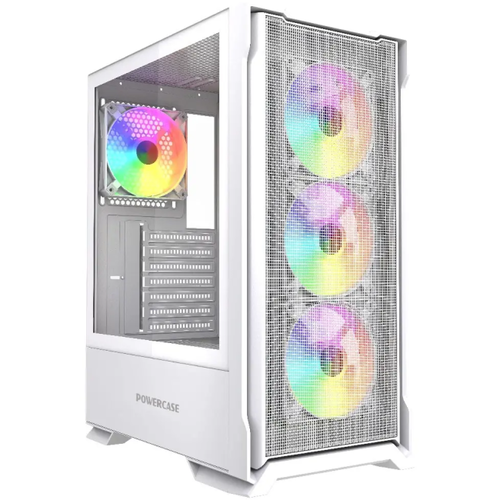 Powercase Mistral AZ4W ARGB, Tempered Glass, 4x 120mm ARGB Fans, белый, ATX (CMAZW-A4)