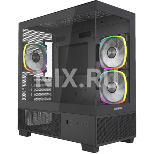 Корпус Powercase Vision Micro M3B, Tempered Glass, 3x 120mm ARGB PWM Fan, чёрный, mATX (CVMMB-A3)