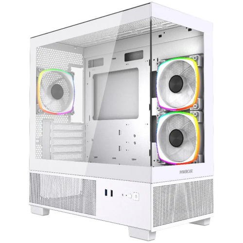 Корпус Powercase Vision Micro M3W, Tempered Glass, 3x 120mm ARGB PWM Fan, белый, mATX (CVMMW-A3)