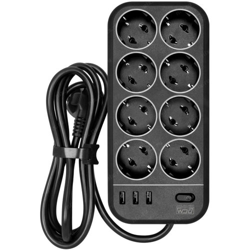 Сетевой фильтр 4 кВт PowerCom SP-08 USB03AB 1.8м 1.8 метра