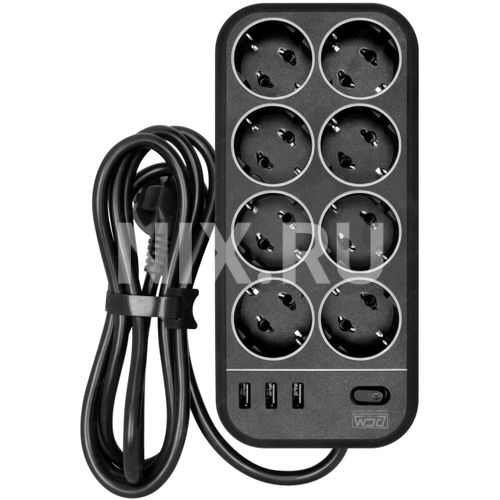 Сетевой фильтр 4 кВт PowerCom SP-08 USB03AB 3,0М 3 метра