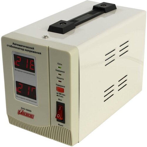 Стабилизатор напряжения 1000 ВА PowerMan AVS 1000 D 2 розетки евростандарт с заземлением 1.2 метра