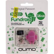   Qumo Fundroid QM16GCR-MSD10-FD-PNK microSDHC Class 10 16  +USB 