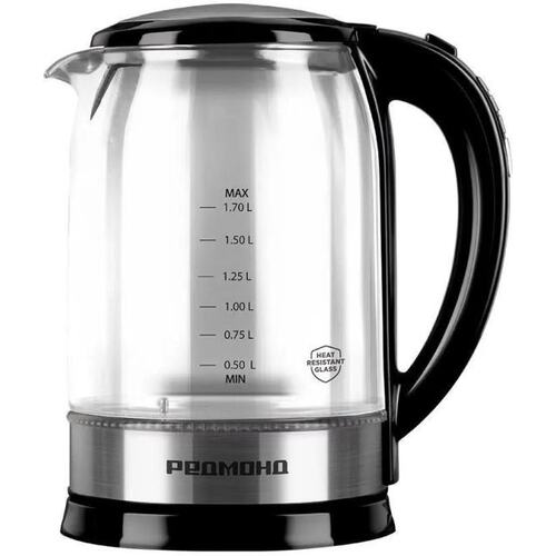 Чайник электрический Редмонд KG257 1.7л. 2200Вт черный корпус: стекло/металл