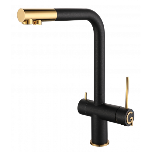 Rivelato 1523513 antracite oro Rivelato Смеситель для кухни Lugano Г-обр. с краном питьевой воды D-35мм, монтаж