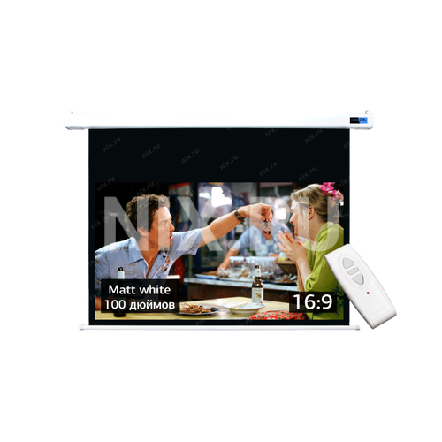 Экран Cinema S'OK SCPSM-221x125-ED60 100'' 16:9 настенно-потолочный, мотор., Matt White, белый корпус, ED 60см