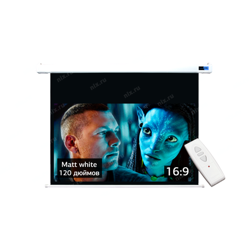 Экран Cinema S'OK SCPSM-266x150-ED60 120'' 16:9 настенно-потолочный, мотор., Matt White, белый корпус, ED 60см
