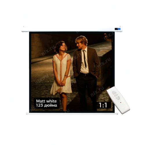 Экран Cinema S'OK SCPSM-220x220 123'' 1:1 настенно-потолочный, моторизованный, Matt White, белый корпус