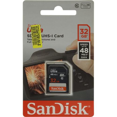 Карта памяти SanDisk Ultra SDSDUNB-032G-GN3IN SDHC UHS-I Class 1 (U1), Class 10 32 ГБ