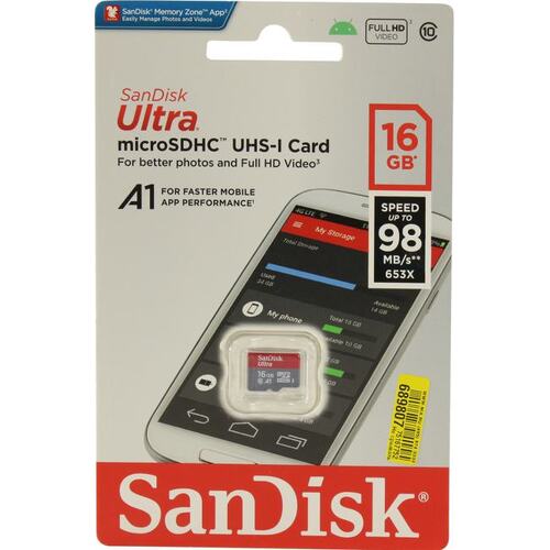 Карта памяти SanDisk Ultra SDSQUAR-016G-GN6MN microSDXC A1, UHS-I Class 1 (U1), Class 10 16 ГБ
