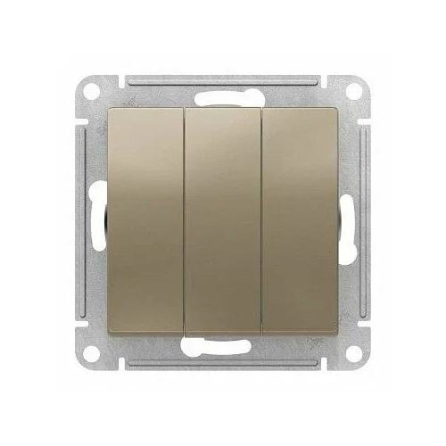 Выключатель Systeme Electric ATN000531 AtlasDesign, 3-клавишный, сх.1+1+1, 10АХ, механизм, шампань