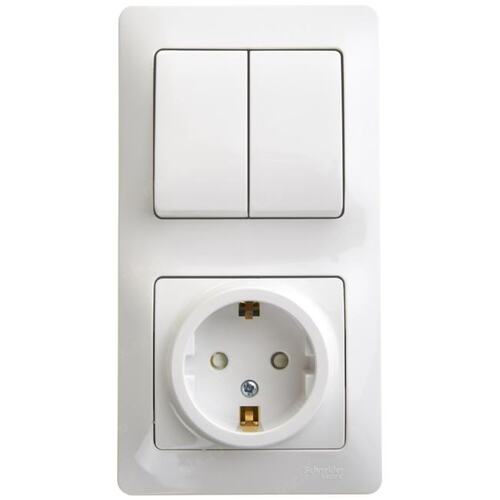 Совмещенный блок (выключатель с розеткой) Schneider Electric Glossa GSL000174