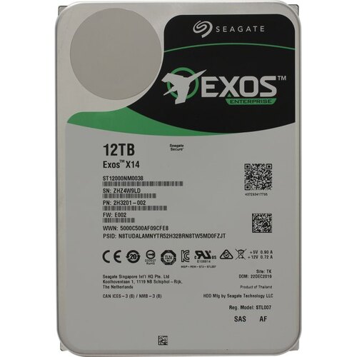 Жесткий диск 3.5" Seagate Exos X14 12 Тб ST12000NM0038 SAS 12Gb/s