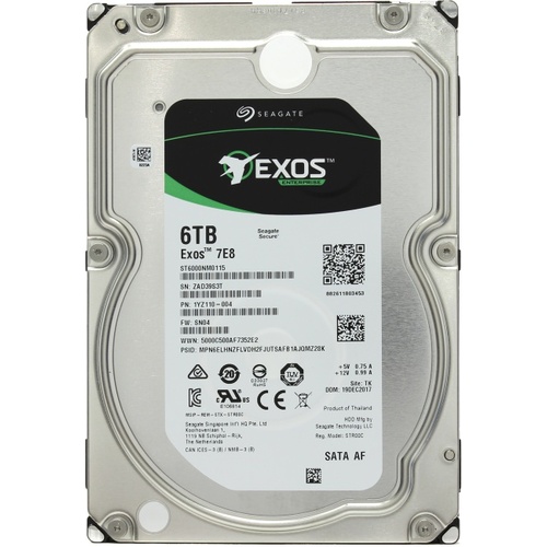Жесткий диск 3.5" Seagate Exos 7E8 (ранее Enterprise Capacity 3.5) 6 Тб ST6000NM0115 SATA 6Gb/s (SATA-III)