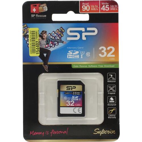 Карта памяти Silicon Power Superior SP032GBSDHCU1V10 SDHC 32 ГБ