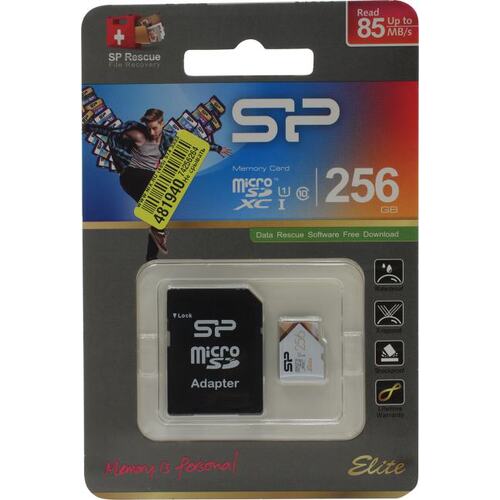 Карта памяти Silicon Power Superior SP256GBSTXBU1V21SP microSDXC UHS-I Class 1 (U1), Class 10 256 ГБ +microSD->SD адаптер