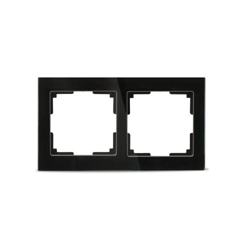 SBE-05b-Glass-FR-2 Рамка 2-местная стекло черная "Нептун" (SBE-05b-Glass-FR-2)