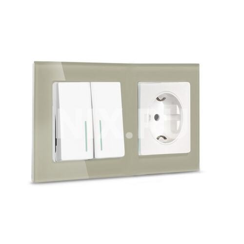 SBE-05br-Glass-FR-2 Рамка 2-местная стекло коричневая "Нептун" (SBE-05br-Glass-FR-2)