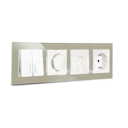 SBE-05br-Glass-FR-4 Рамка 4-местная стекло коричневая "Нептун" (SBE-05br-Glass-FR-4)