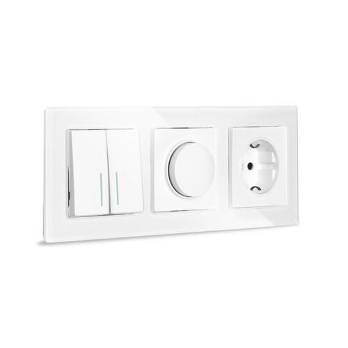SBE-05w-Glass-FR-3 Рамка 3-местная стекло белая "Нептун" (SBE-05w-Glass-FR-3)
