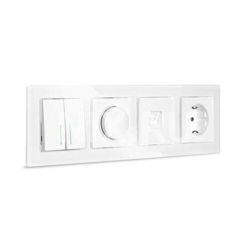 SBE-05w-Glass-FR-4 Рамка 4-местная стекло белая "Нептун" (SBE-05w-Glass-FR-4)