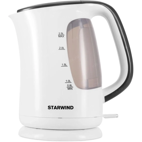 Чайник электрический Starwind SKG3025 2.5л. 2200Вт белый/серый корпус: пластик