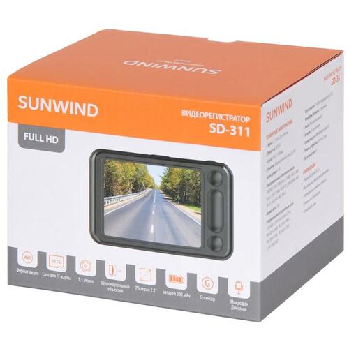 Видеорегистратор SunWind SD-311 черный 1.3Mpix 1080x1920 1080p 140гр. GP6248