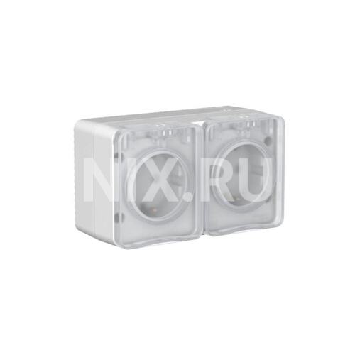 Schneider Electric ATN543026 AtlasDesign PROFI IP54 О/У РОЗЕТКА двойная с з/к со шторками 16А, СЕРЫЙ