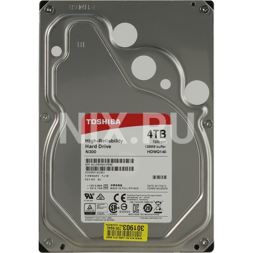 Жесткий диск 3.5" Toshiba NAS N300 4 Тб HDWQ140UZSVA SATA 6Gb/s (SATA-III)