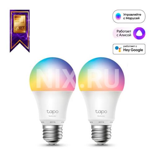 TP-LINK TAPO L530E(2-PACK) Умная многоцветная Wi?Fi лампа Tapo E27, 806 лм, 8,7 Вт, 16 млн оттенков, 2500–6500К 2шт