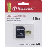   Transcend 500S TS16GUSD500S microSDHC V30, UHS-I Class 3 (U3), Class 10 16  +microSD->SD 