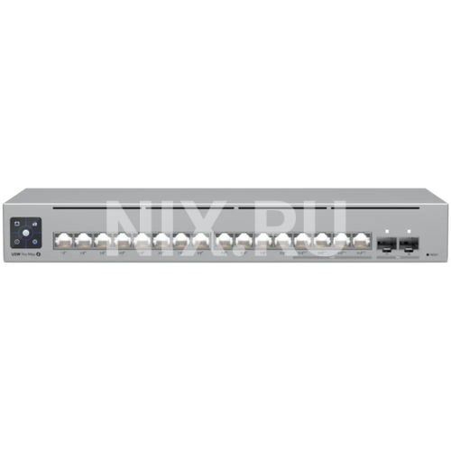 UBIQUITI <USW-Pro-Max-16> Управляемый коммутатор (12 x 1 Гбит/с + 4 x 2.5 Гбит/с, 2 x SFP+, 12 портов IEEE 802.3at (PoE+), 4 порта PoE 60Вт)