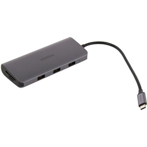 Док-станция USB Type C -> HDMI/VGA + USB Type A + LAN + CR Ugreen 50538 8-in-1 USB C Hub
