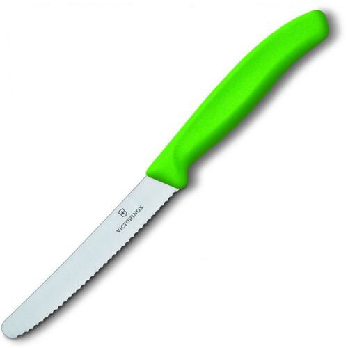 Нож кухонный Victorinox Swiss Classic (6.7836.L114) стальной для овощей лезв.110мм серрейт. заточка салатовый без упако