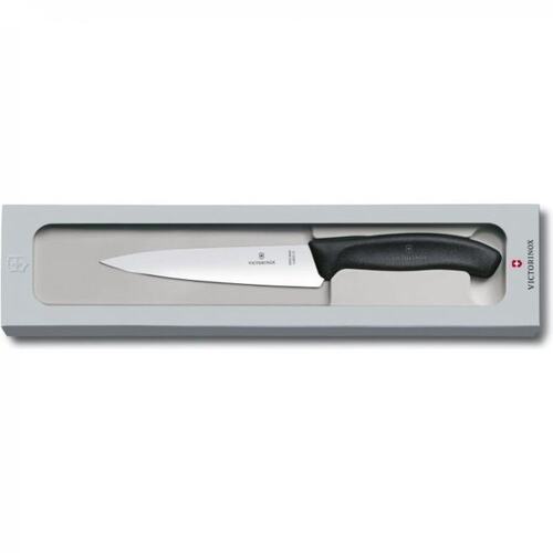 Нож кухонный Victorinox Swiss Classic (6.8003.15G) стальной разделочный лезв.150мм прямая заточка черный подар.коробка