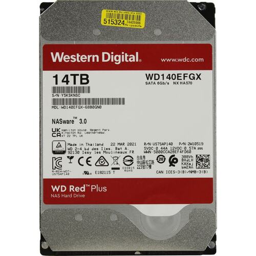 Жесткий диск 3.5" Western Digital Red Plus 14 Тб WD140EFGX SATA 6Gb/s (SATA-III)