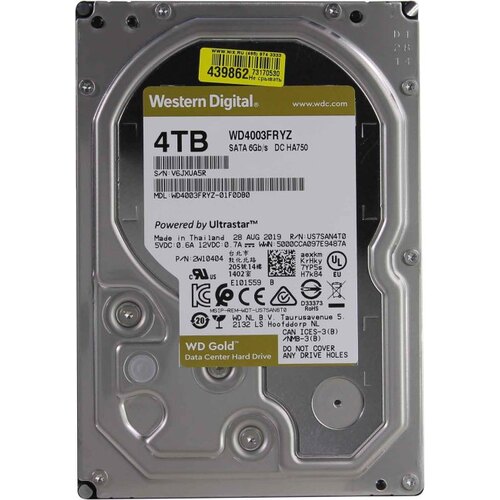 Жесткий диск 3.5" Western Digital Gold 4 Тб WD4003FRYZ SATA 6Gb/s (SATA-III)