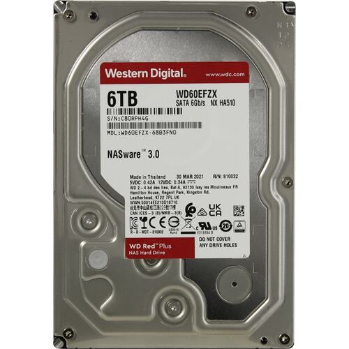 Жесткий диск 3.5" Western Digital Red Plus 6 Тб WD60EFZX SATA 6Gb/s (SATA-III)