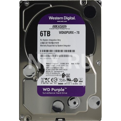 Жесткий диск 3.5" Western Digital Purple 6 Тб WD60PURX-78 SATA 6Gb/s (SATA-III)
