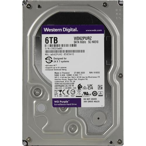 Жесткий диск 3.5" Western Digital Purple 6 Тб WD62PURZ SATA 6Gb/s (SATA-III)