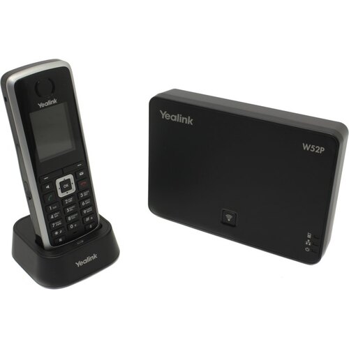 Беспроводной VoIP телефон Только DECT YEALINK W52P DECT (база+трубка), 5 SIP-аккаунтов, до 5 трубок на базу, 4 одновременных разговора, шт Серебристый