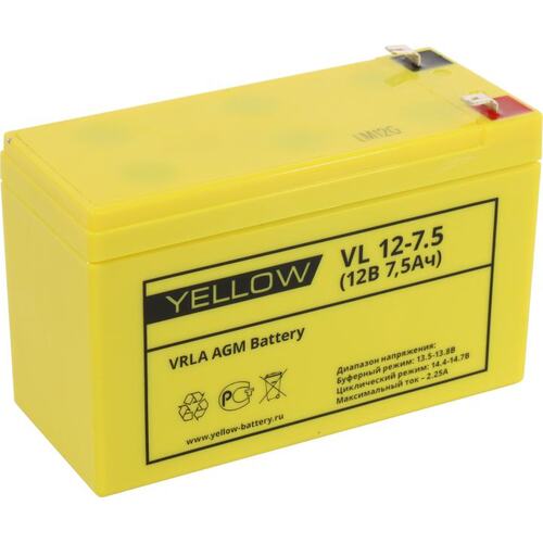 Аккумулятор для ИБП (батарея для UPS) YELLOW VL 12-7.5 12В 7.5 Ач